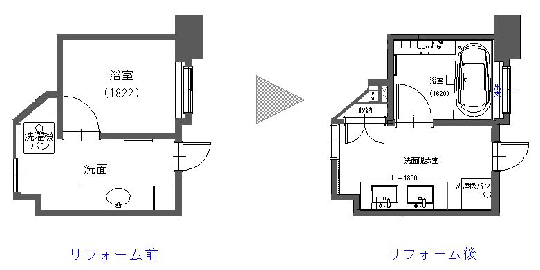 洗面ビフォーアフター図面